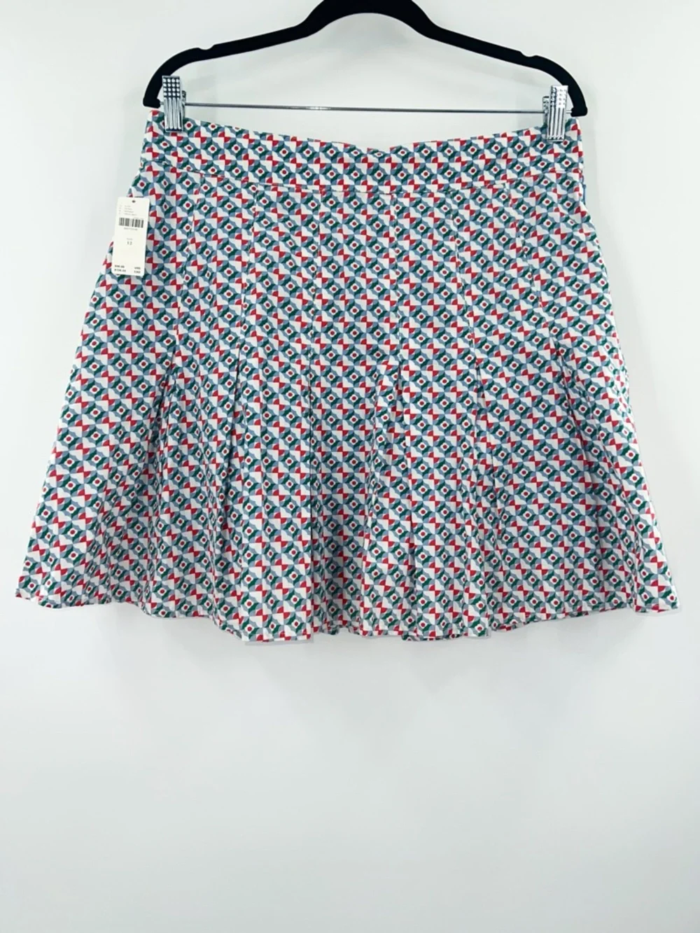 Anthropologie NWT Maeve Pleated Mini Skirt in Green Motif size 12